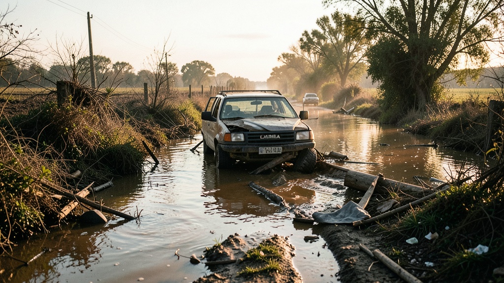 Vía Babahoyo-Jujan cerrada por inundación cerca de La Carmela