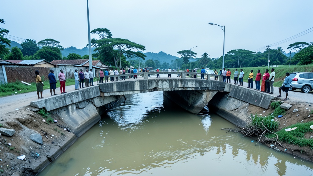 Camión cae al río Daule en Colimes; vecinos pujan por el puente destruido