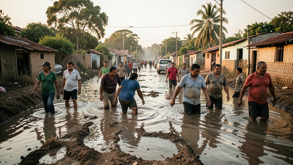 Vía Babahoyo-Jujan aún con agua: pagan hasta $10 para cruzar tramo inundado