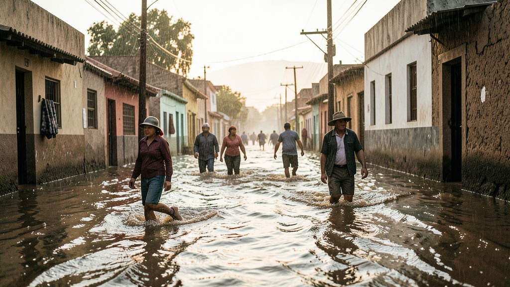 Torrencial lluvia dejó calles inundadas en Jujan la madrugada del lunes