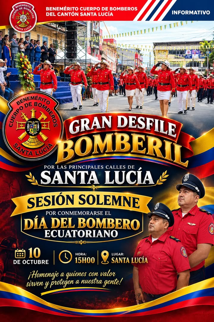 Santa Lucía celebra el Día del Bombero Ecuatoriano con reconocimiento a su labor