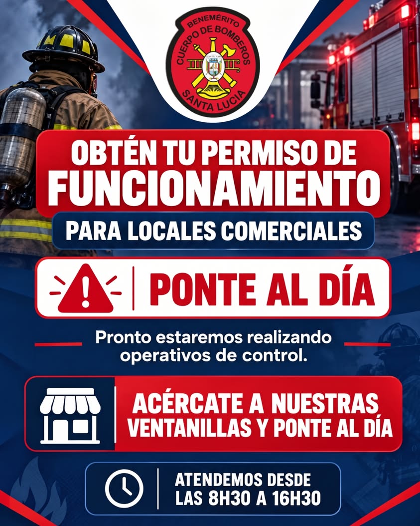 Bomberos de Santa Lucía advierten: operativos de control por permiso de funcionamiento