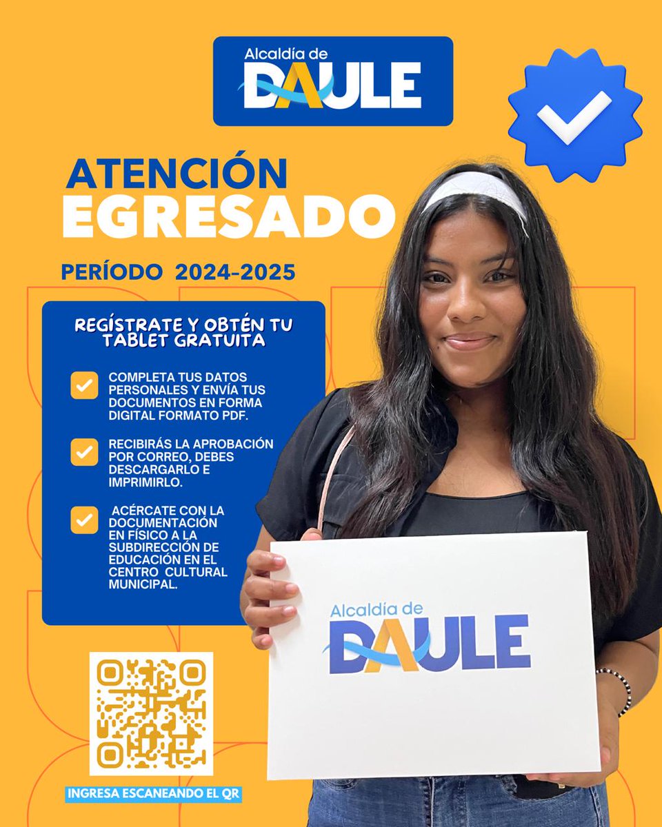 Alcaldía de Daule regala tablet a bachilleres 2024-2025