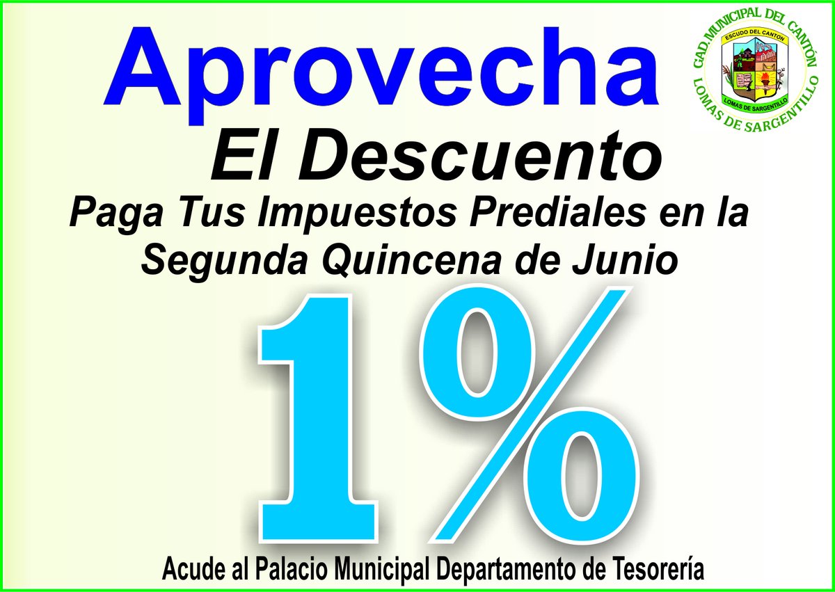 Lomas de Sargentillo ofrece 1% de descuento por pago temprano de impuestos